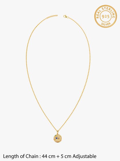 Golden Sunlit Sphere Pendant With Link Chain