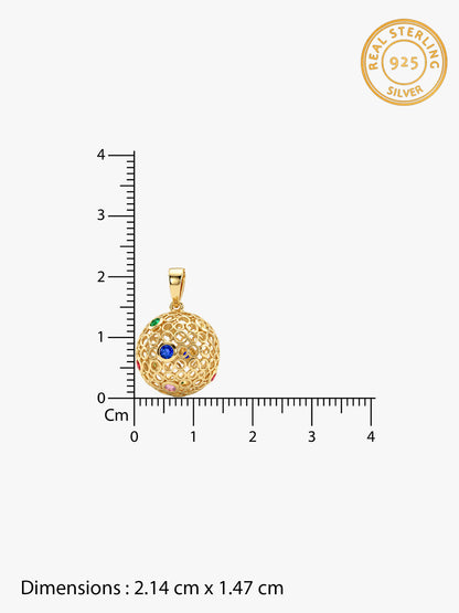 Golden Sunlit Sphere Pendant With Link Chain
