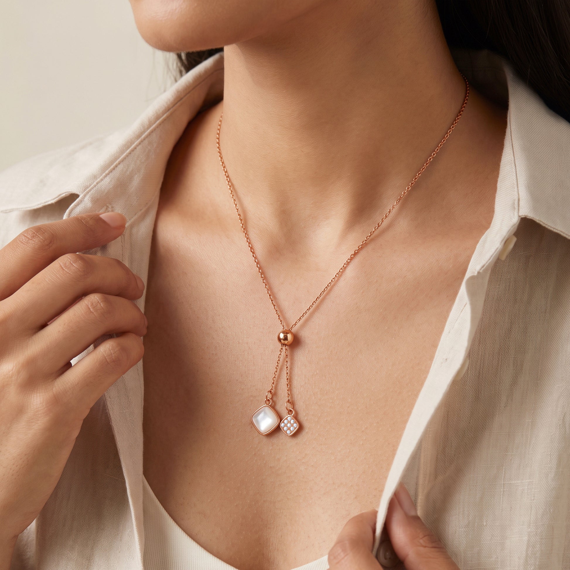 Rose Gold Paris Dangling Necklace
