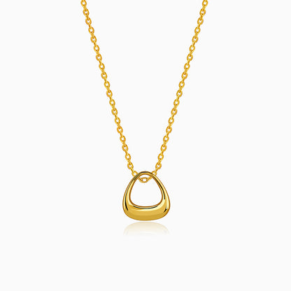 Golden Pebble Pendant With Link Chain