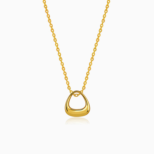 Golden Pebble Pendant With Link Chain