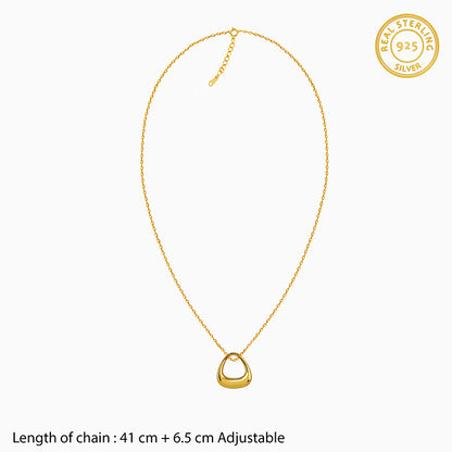 Golden Pebble Pendant With Link Chain