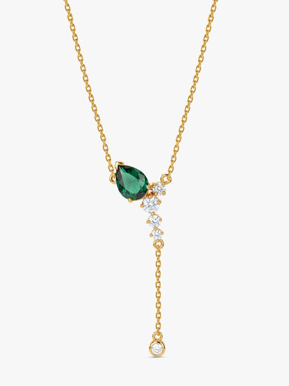 Golden Forever Green Lariat Necklace