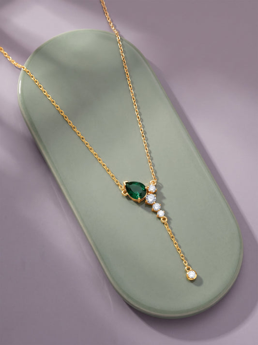 Golden Forever Green Lariat Necklace