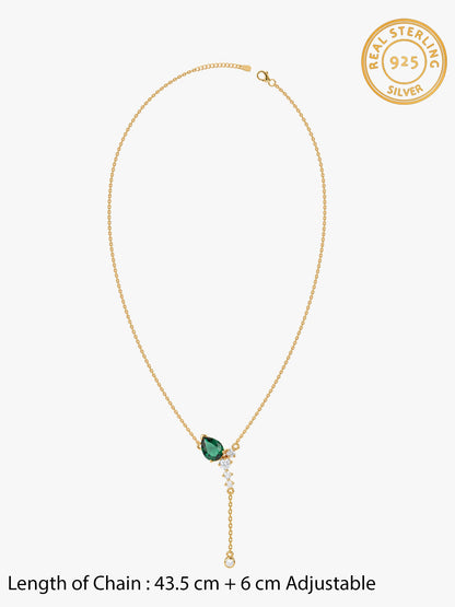 Golden Forever Green Lariat Necklace