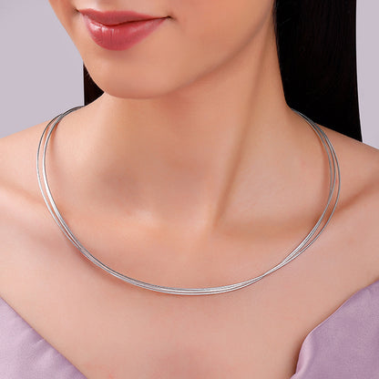 Silver Layered Hasli Necklace