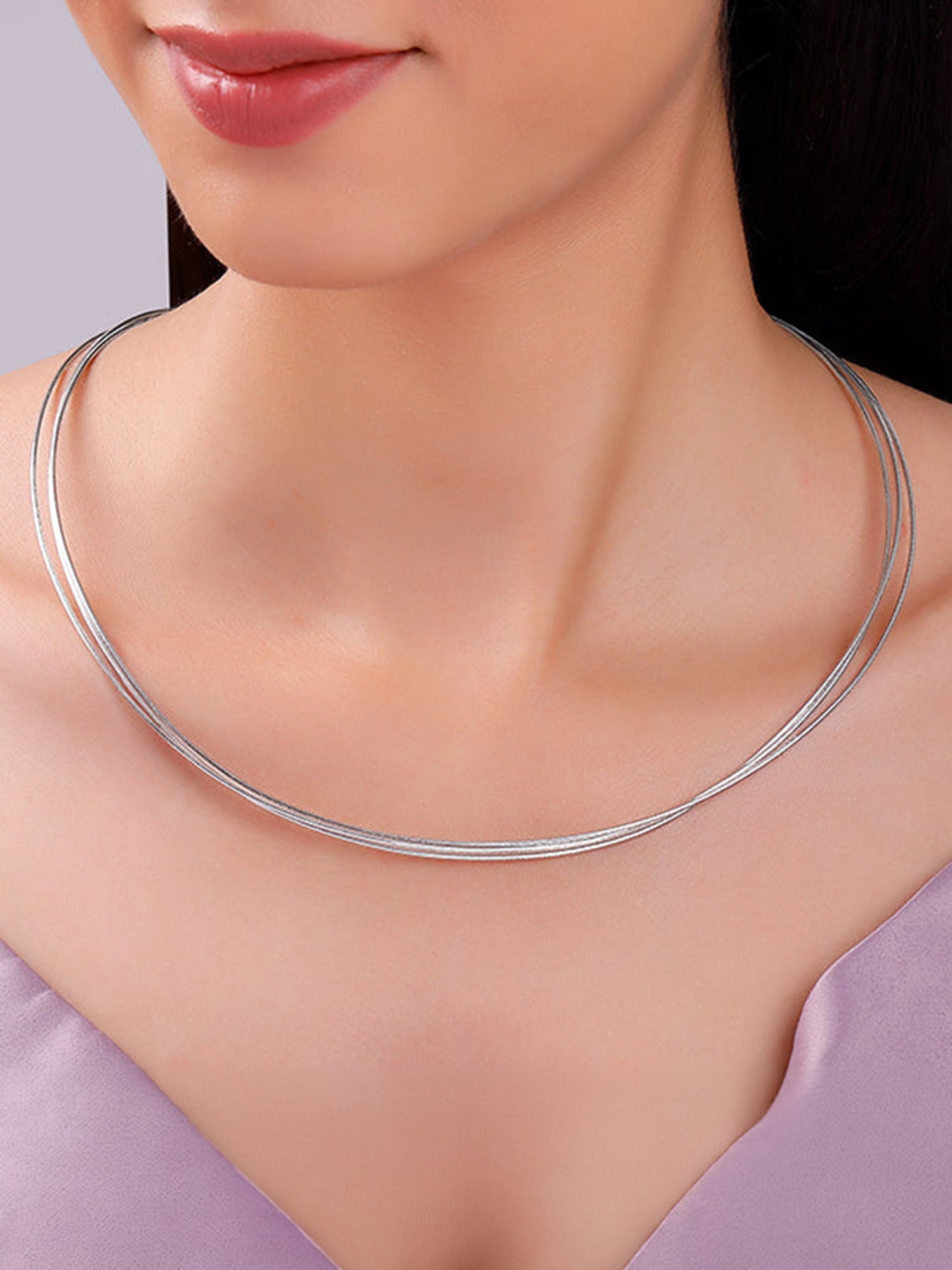 Silver Layered Hasli Necklace