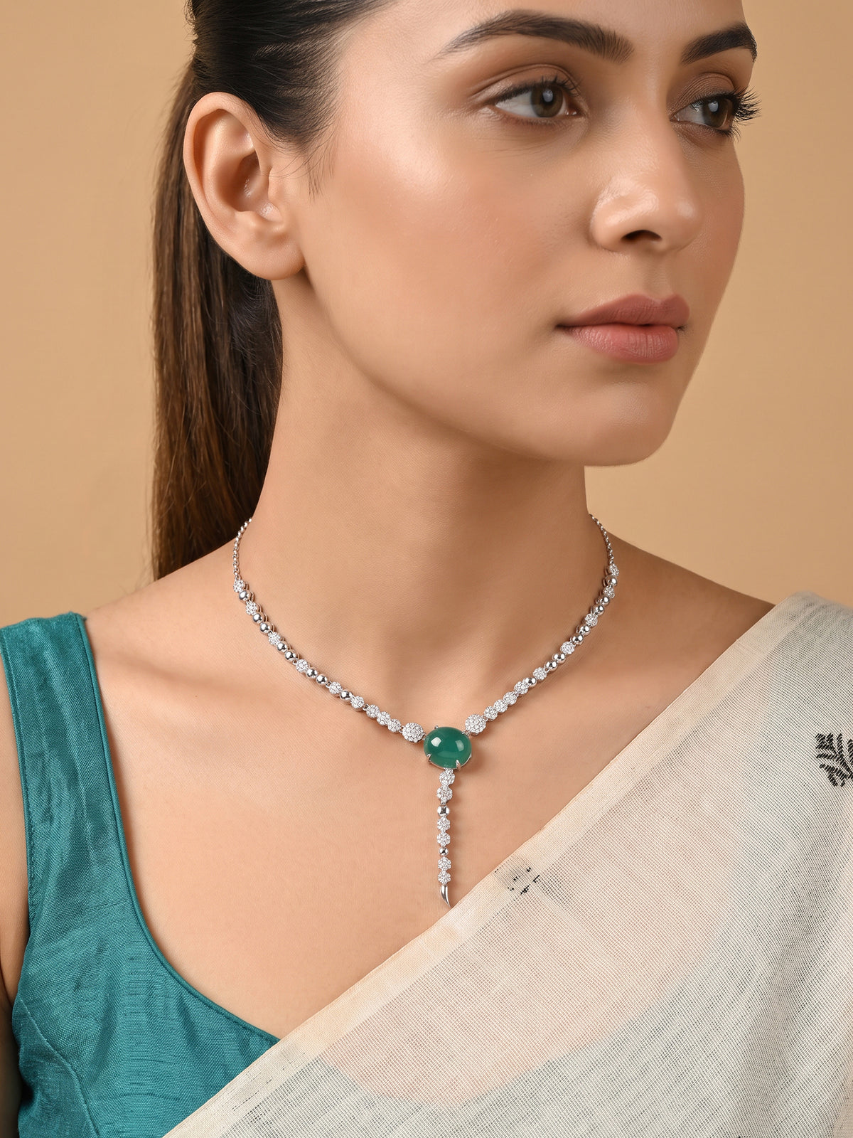 Silver Asterella Lariat Necklace