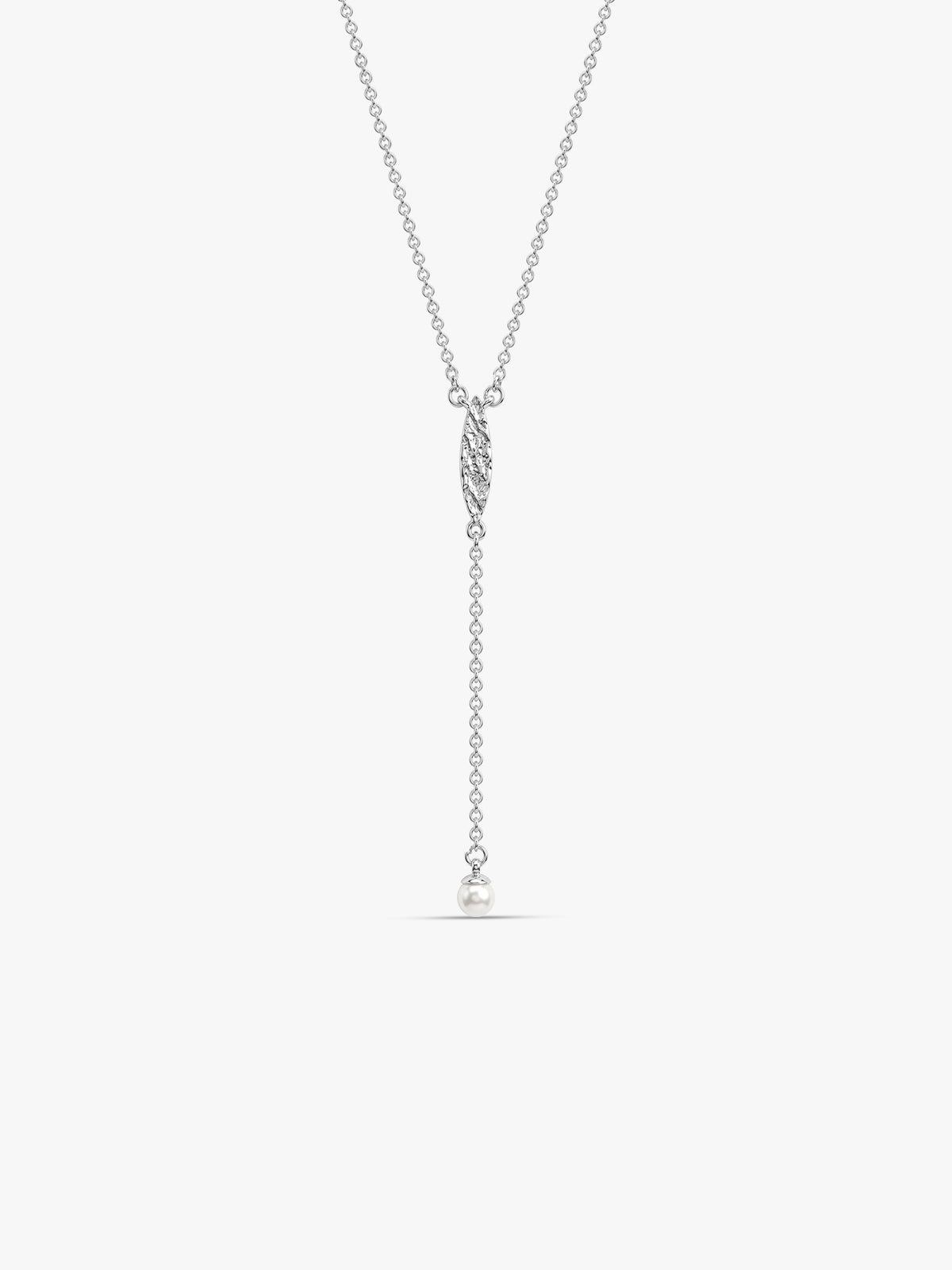 Silver Bellamy Pearl Lariat Necklace
