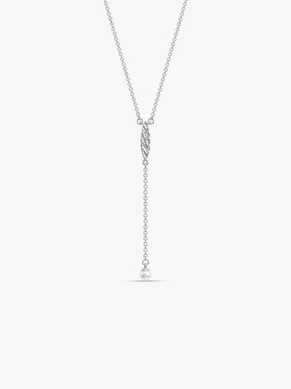 Silver Bellamy Pearl Lariat Necklace