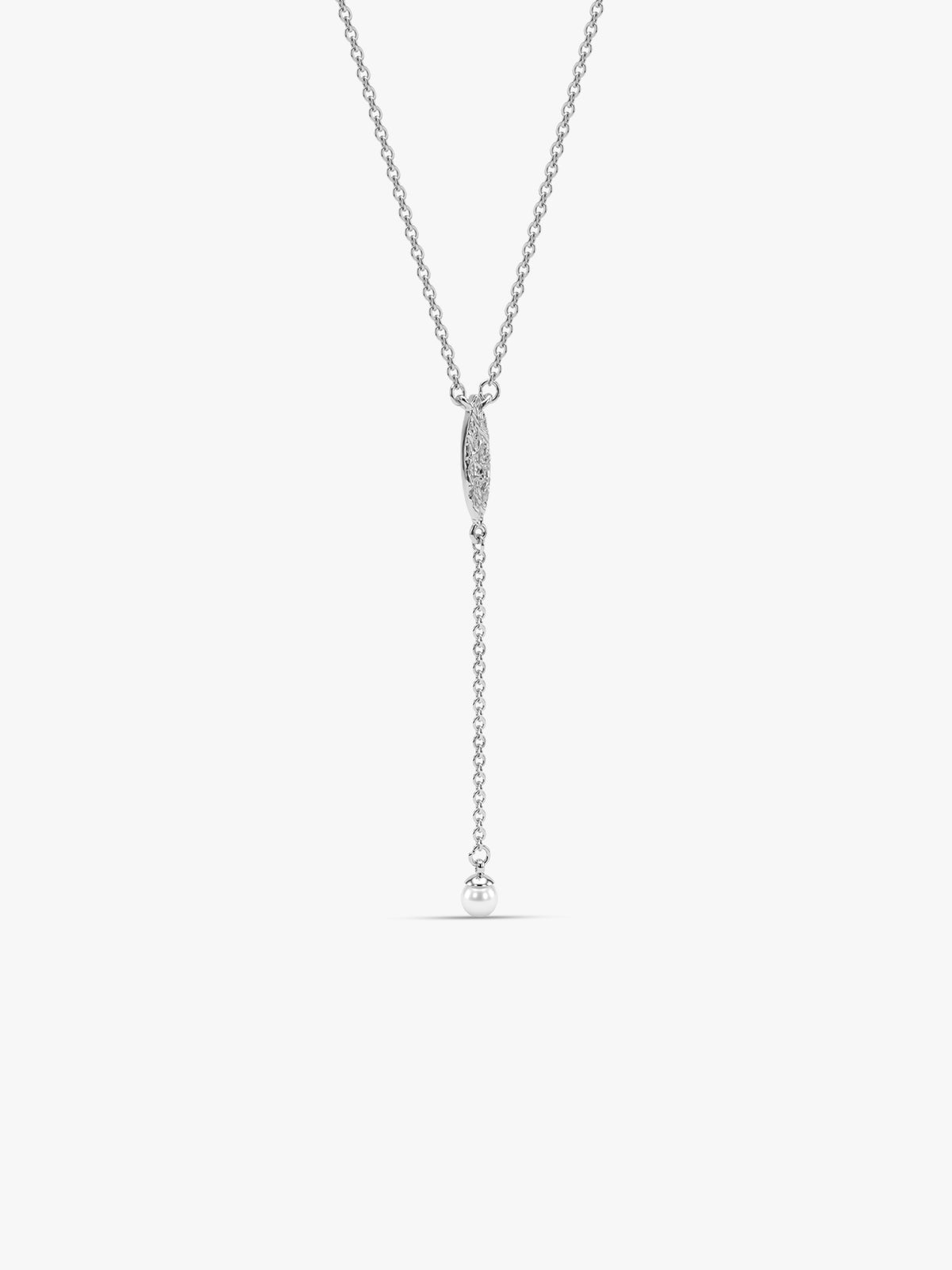 Silver Bellamy Pearl Lariat Necklace