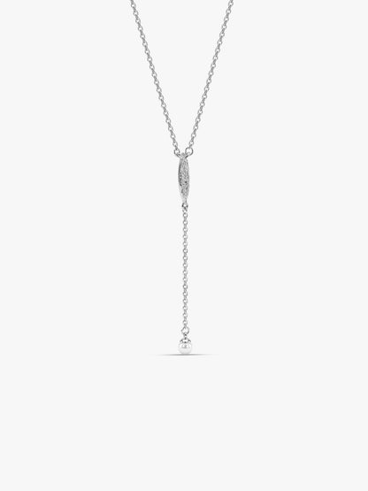 Silver Bellamy Pearl Lariat Necklace