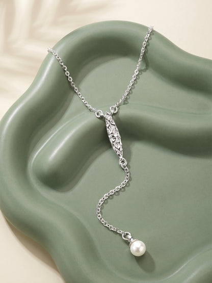 Silver Bellamy Pearl Lariat Necklace