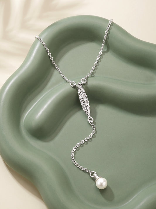 Silver Bellamy Pearl Lariat Necklace
