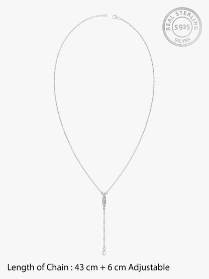 Silver Bellamy Pearl Lariat Necklace
