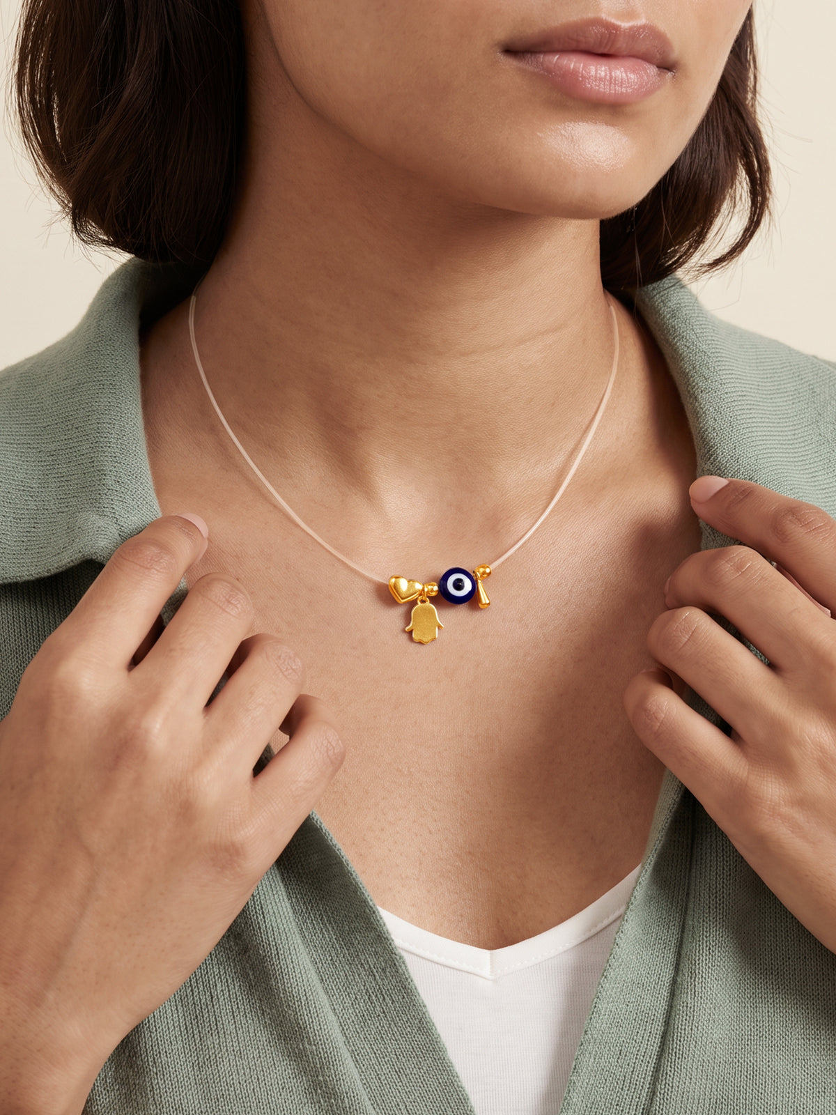 Golden Evil Eye Harmony Invisible Necklace