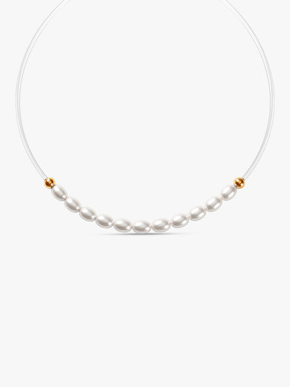 Golden Audrey Hepburn Invisible Pearl Necklace