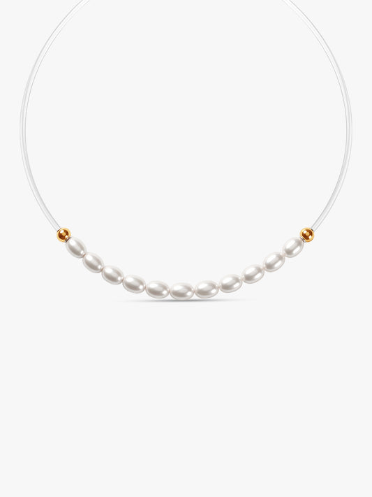 Golden Audrey Hepburn Invisible Pearl Necklace