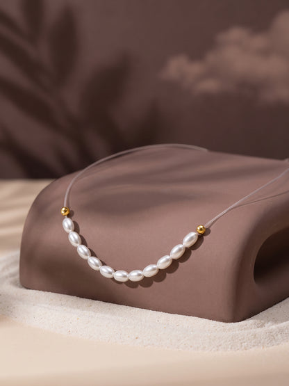 Golden Audrey Hepburn Invisible Pearl Necklace