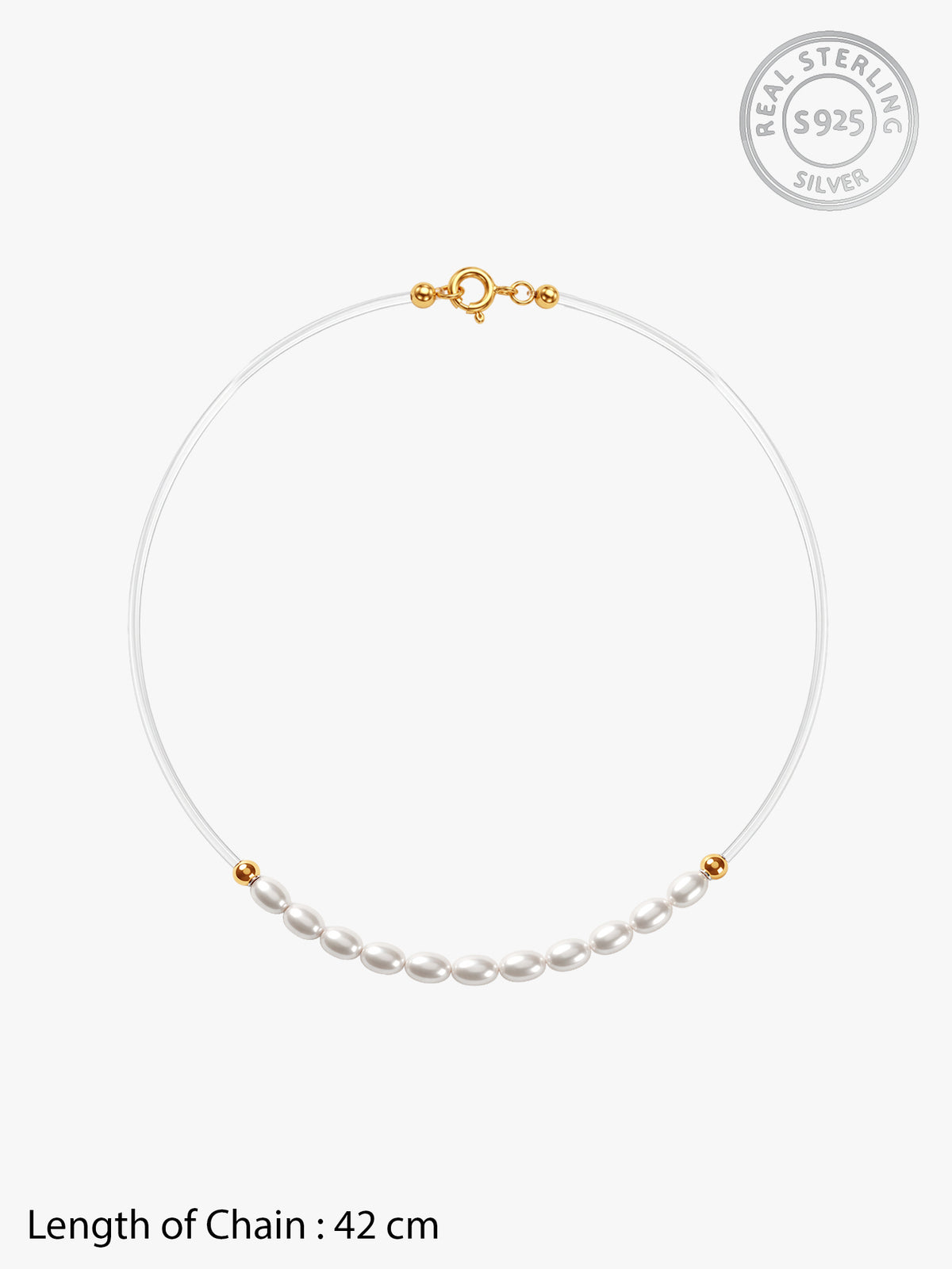Golden Audrey Hepburn Invisible Pearl Necklace