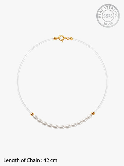 Golden Audrey Hepburn Invisible Pearl Necklace
