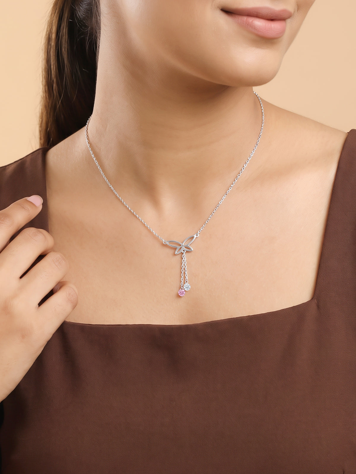 Silver Lepida Spark Lariat Necklace