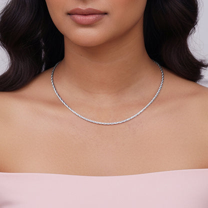 Silver Rope Hasli Necklace