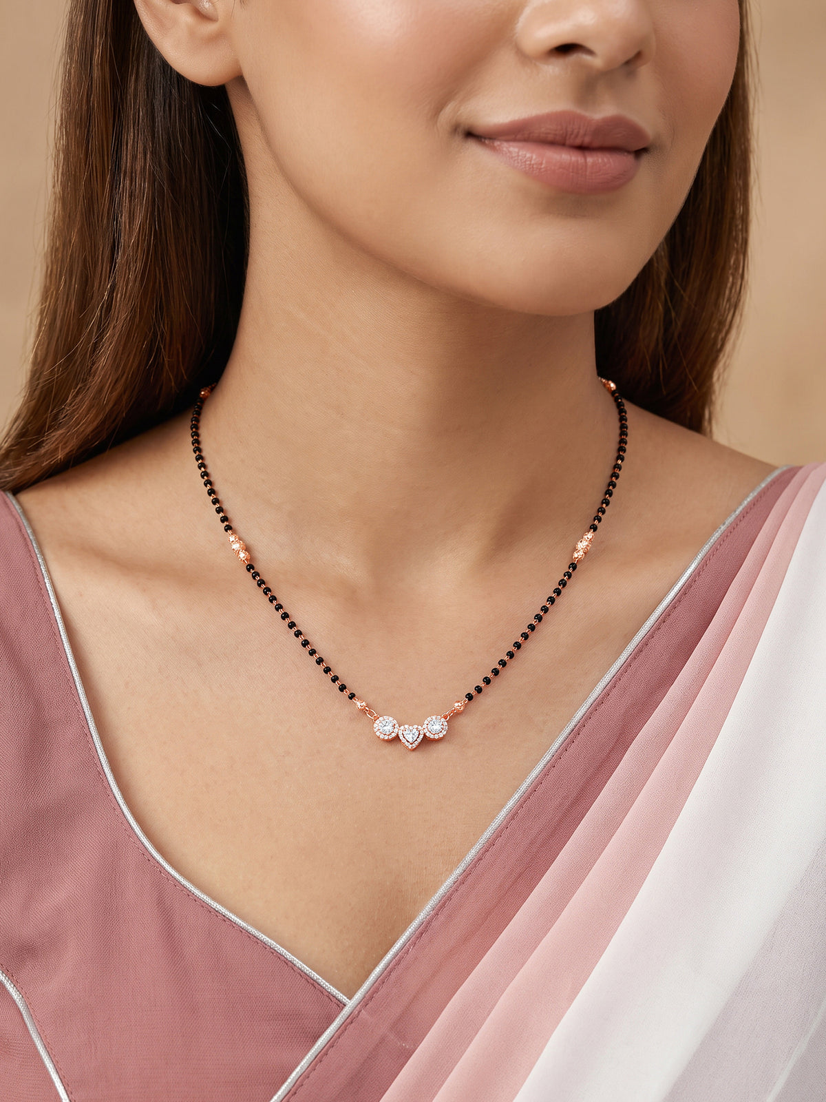 Rose Gold Triple Spark Mangalsutra