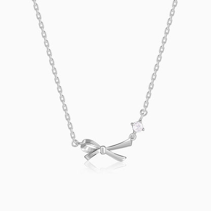 Silver Korean Bow Necklace