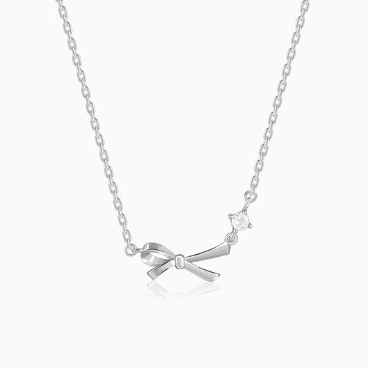 Silver Korean Bow Necklace