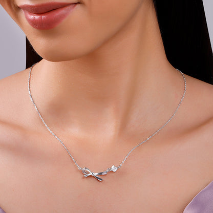 Silver Korean Bow Necklace