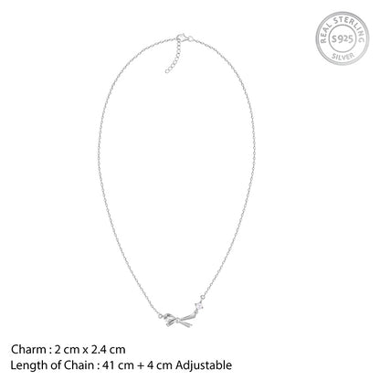 Silver Korean Bow Necklace