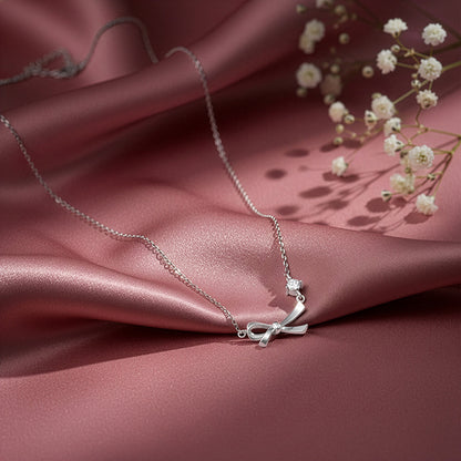 Silver Korean Bow Necklace