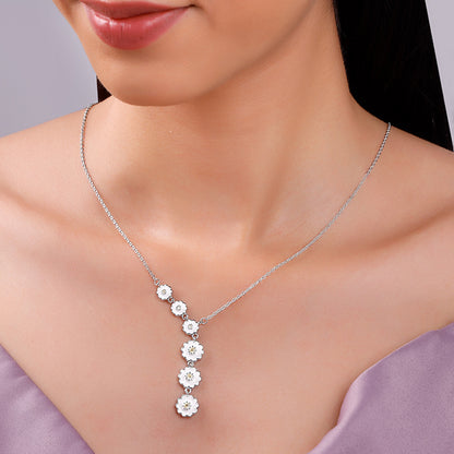 Silver Retro Lariat Necklace