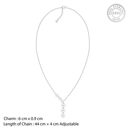 Silver Retro Lariat Necklace