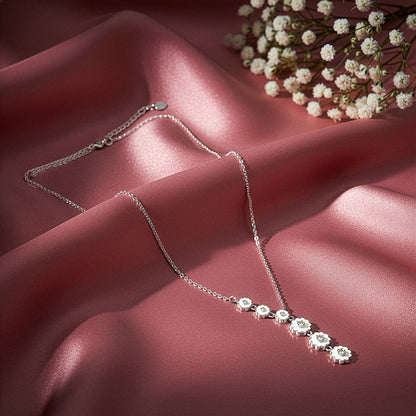 Silver Retro Lariat Necklace