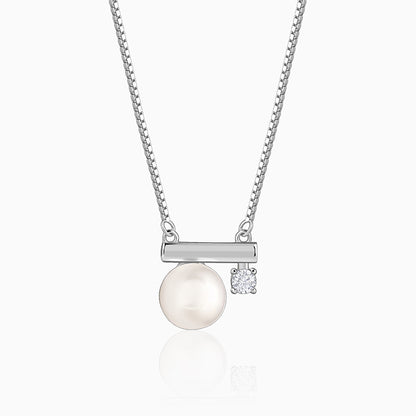 Silver Bar Pearl Necklace