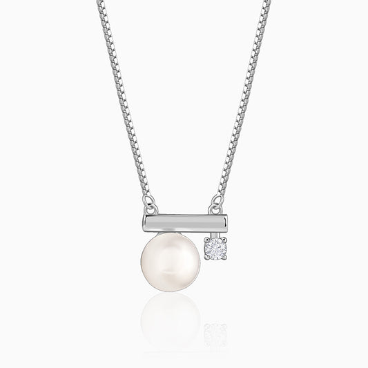 Silver Bar Pearl Necklace