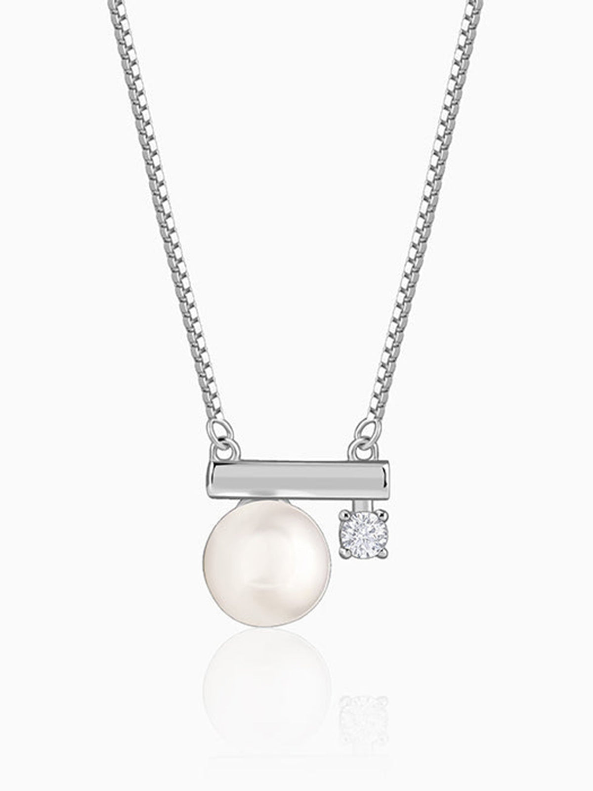 Silver Bar Pearl Necklace