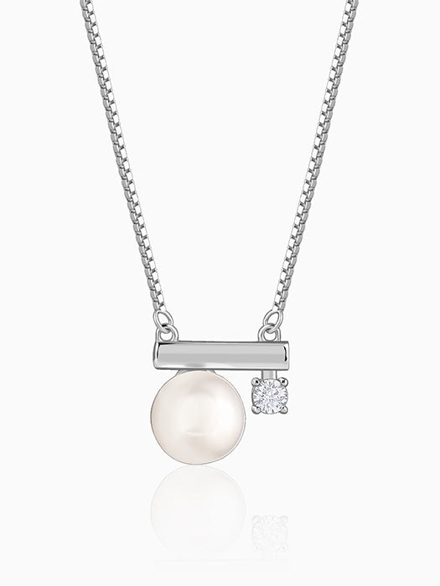 Silver Bar Pearl Necklace