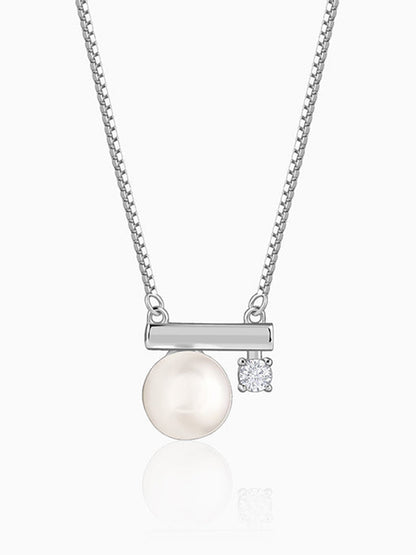 Silver Bar Pearl Necklace