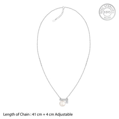 Silver Bar Pearl Necklace