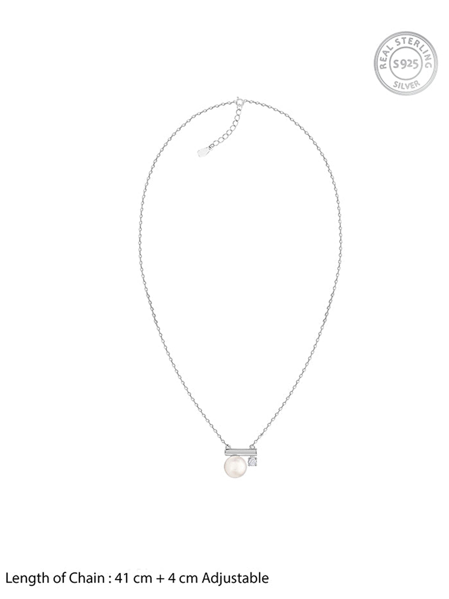 Silver Bar Pearl Necklace