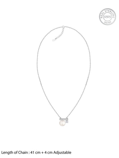 Silver Bar Pearl Necklace