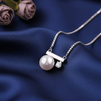 Silver Bar Pearl Necklace