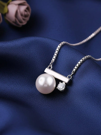 Silver Bar Pearl Necklace