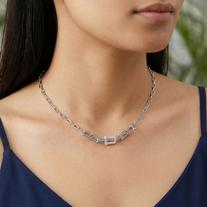 Silver Graduated Link Necklace