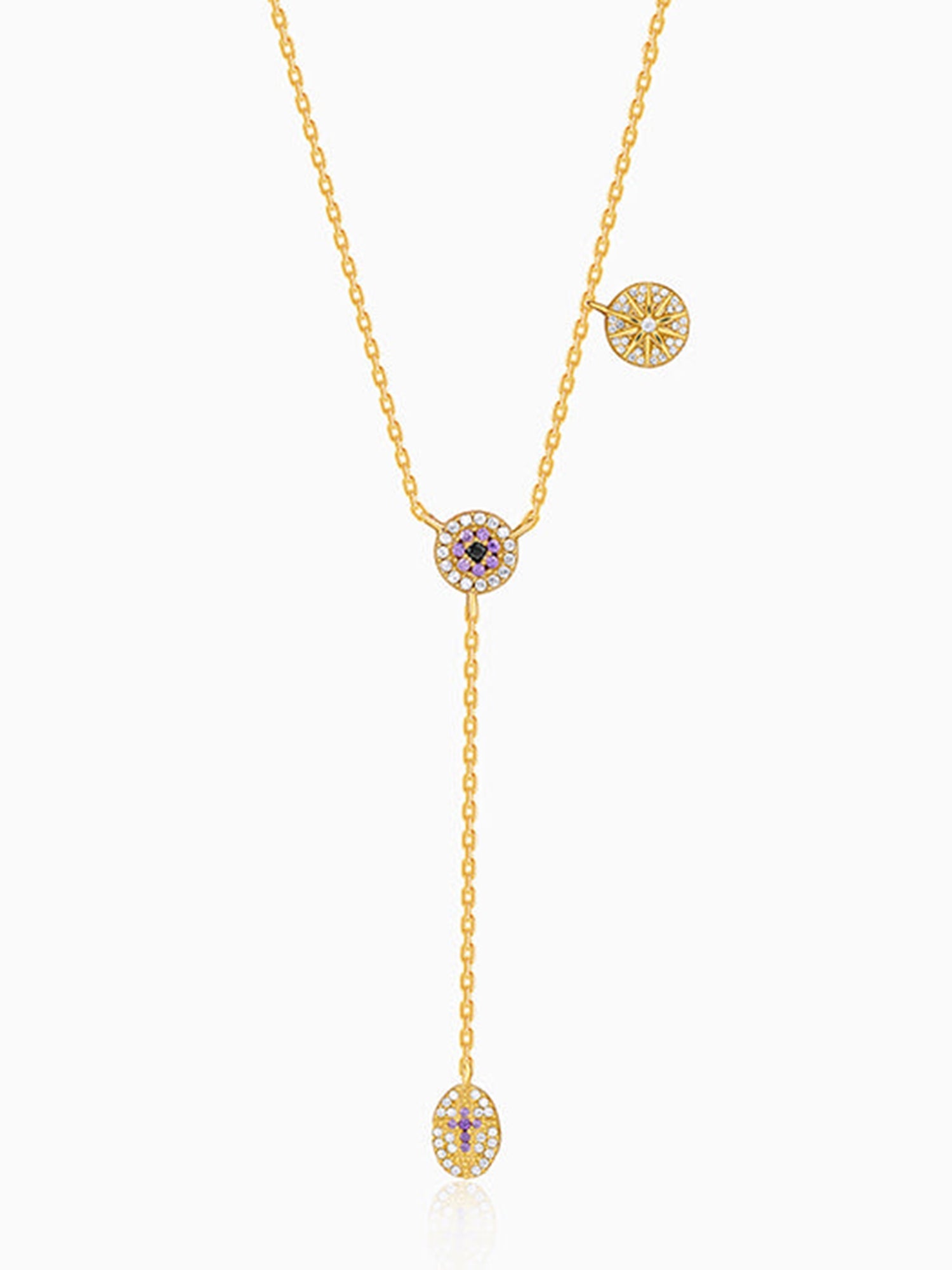 Golden Chunky Lariat Necklace