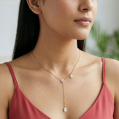 Golden Chunky Lariat Necklace