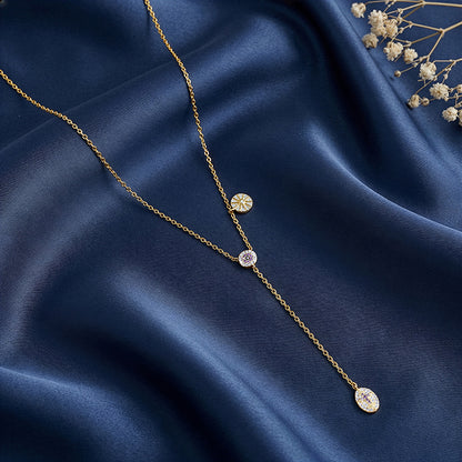 Golden Chunky Lariat Necklace